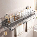 60 cm no-drill bathroom shelf with towel bar