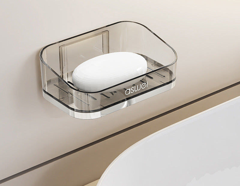 Smoke and silver double-drain soap shelf