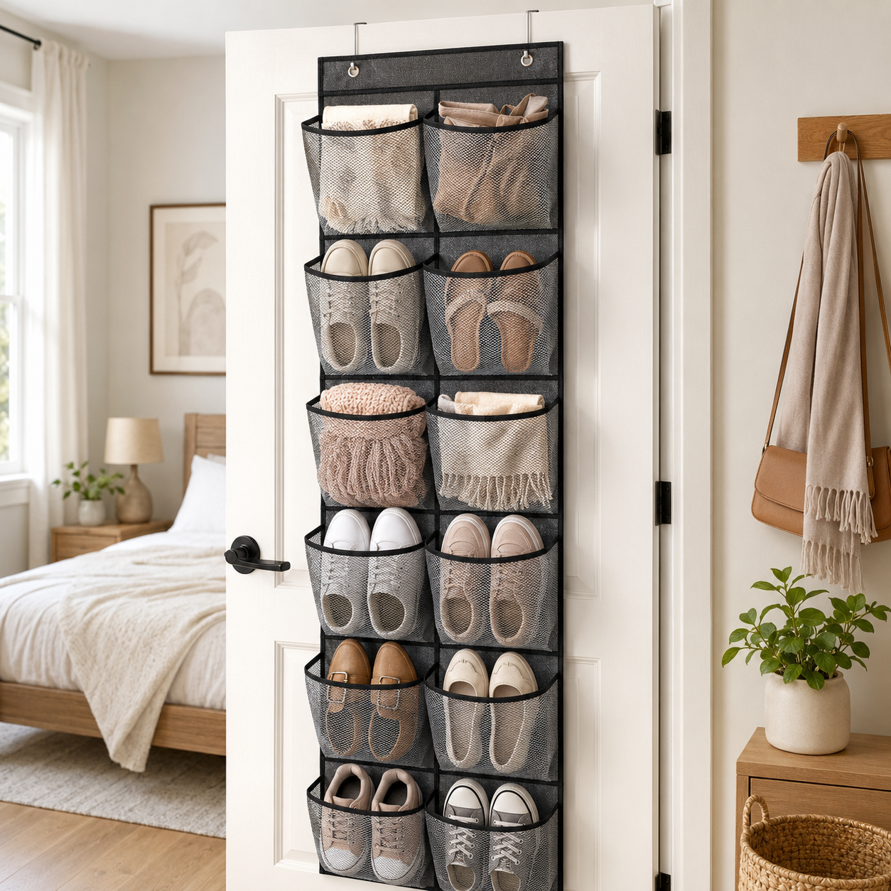 Twelve-pocket over-the-door organizer included in the Bedroom Space-Saver Bundle